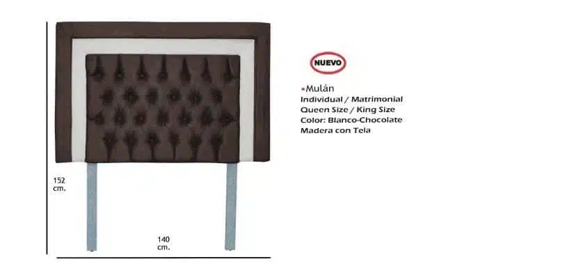Cabecera Mulan Individual/Matrimonial/Queen Size/King Size