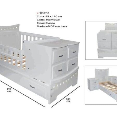 Cama Cuna Helena Individual Blanco