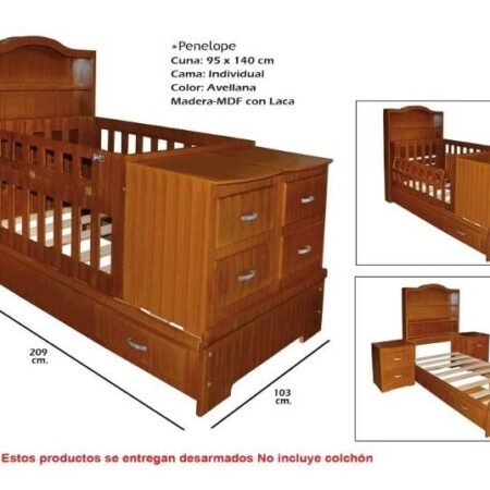 Cama Cuna Penelope Individual Avellana
