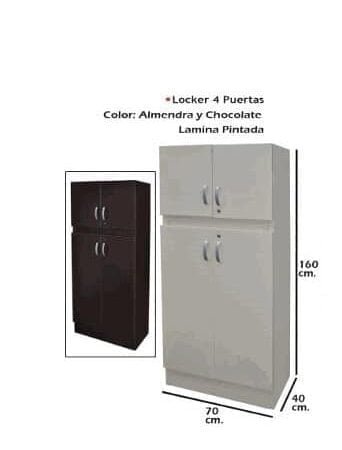 Locker 4 Puertas Almendra y Chocolate