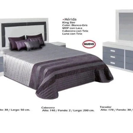 Recamara Merida Ks Blanco-Gris