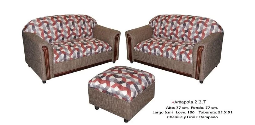 Sala Amapola 2-2-T Love Seat-Love Seat y Taburete