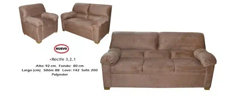 Sala Recife 3-2-1 Sofa-Love Seat y Sillon