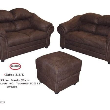 Sala Zafira 2-2-T Love Seat-Love Seat y Taburete