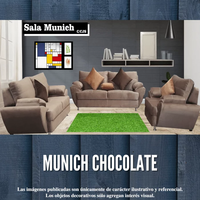 Salas 3-2-1 Sofá-Love Seat y Sillón MUNICH CHOCOLATE