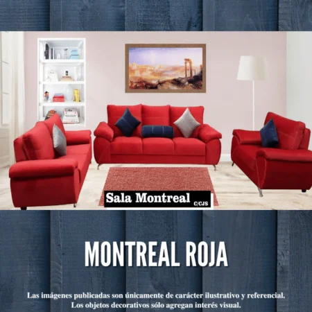 Salas 3-2-1 Sofá-Love Seat y Sillón MONTREAL ROJA