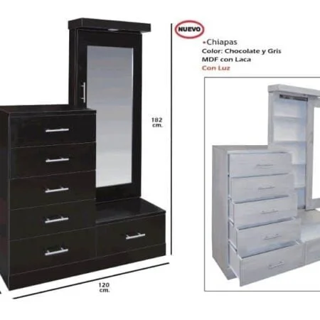 Tocador Chiapas Chocolate y Gris