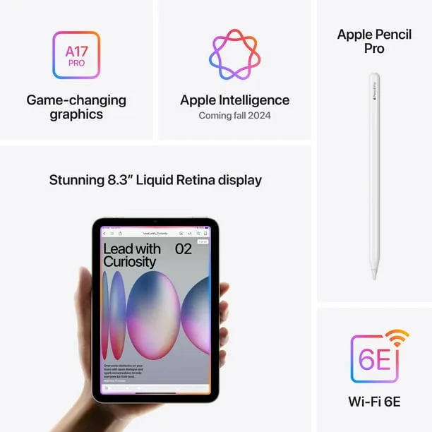 Nuevo Apple iPad Mini (A17 Pro): Apple Intelligence, pantalla Liquid Retina de 8,3 pulgadas, 128 GB, Wi-Fi 6E, cámara frontal de 12 MP/trasera de 12 MP, Touch ID - Image 4