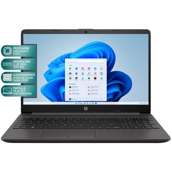 Laptop HP 255 G9 AMD Ryzen 5 5625U 12GB RAM 512GB SSD 15.6' Windows 11 Home Teclado en Español Mochila negro - Image 2