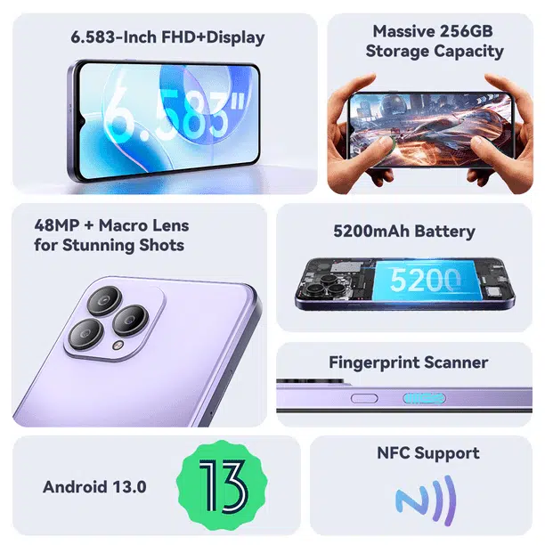 Celular Cubot P80 Dual Sim 256 Gb 8 Gb Ram Lavanda - Image 3